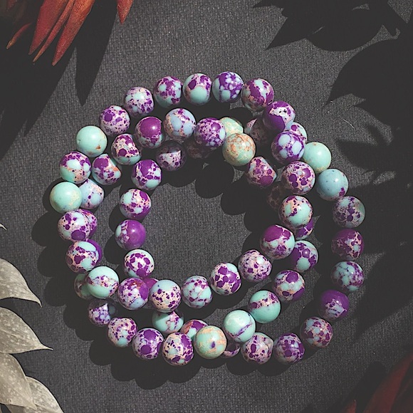 🆕New Purple Imperial Jasper 8mm Healing Gemstone Bracelet - Picture 2 of 2